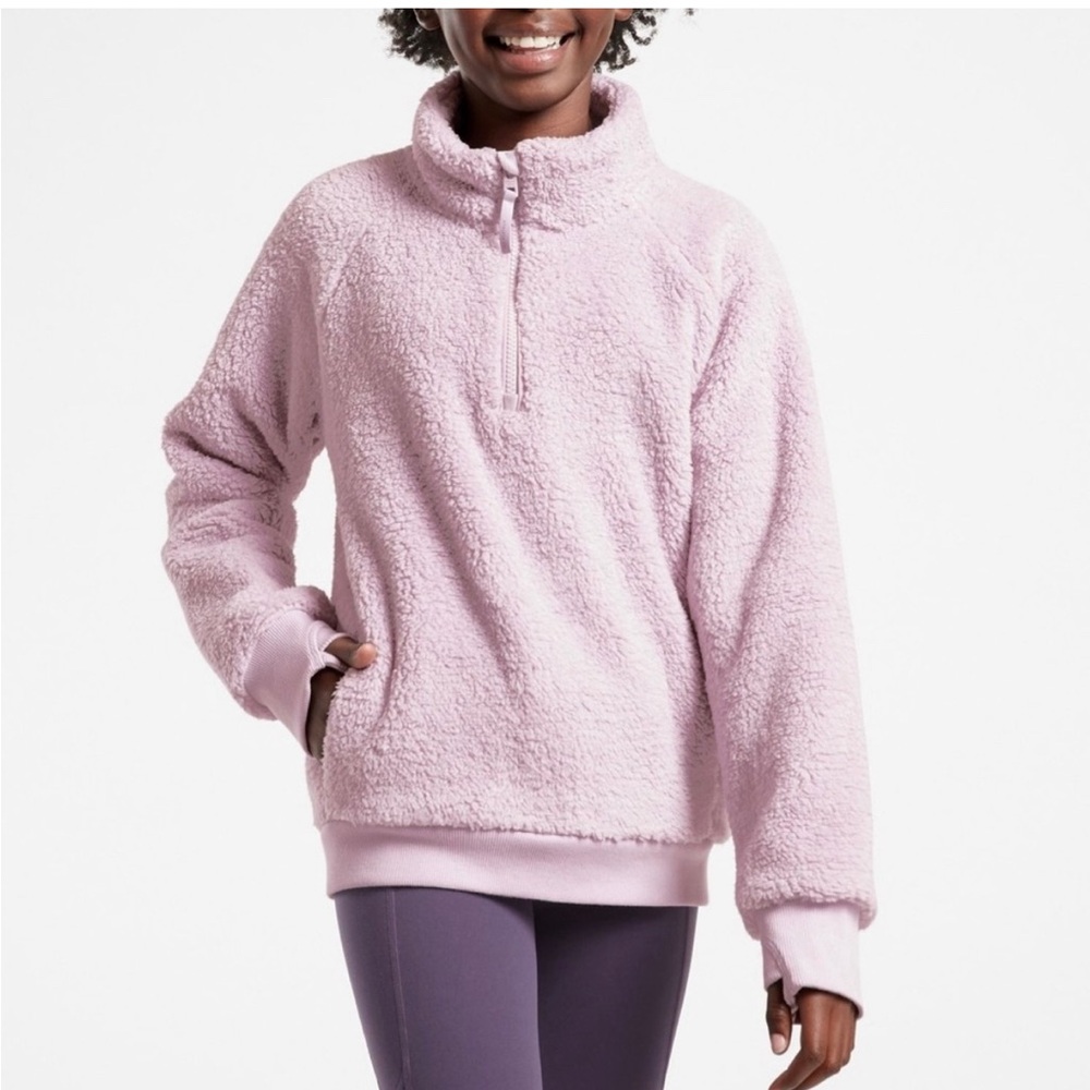 EUC Athleta Girl So Snug Sherpa Pullover Lavender